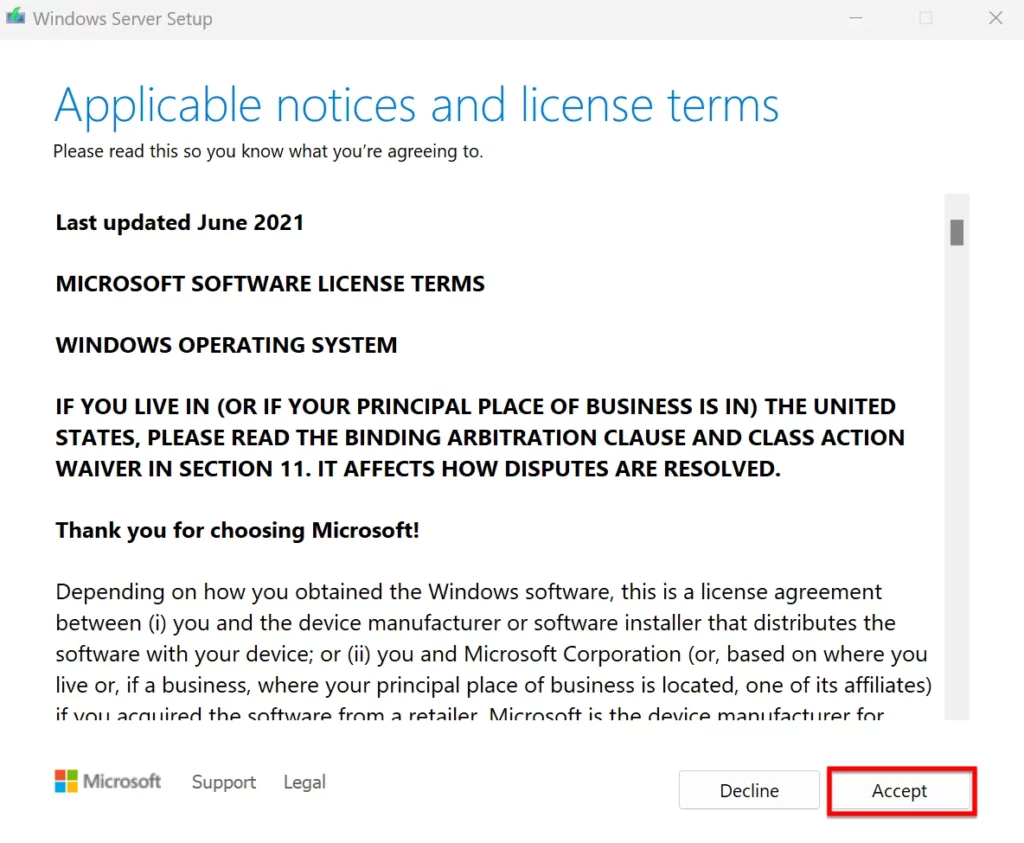 Bạn đọc Qua Các điều Khoản Của Microsoft Và Nhấn Accept để đồng ý