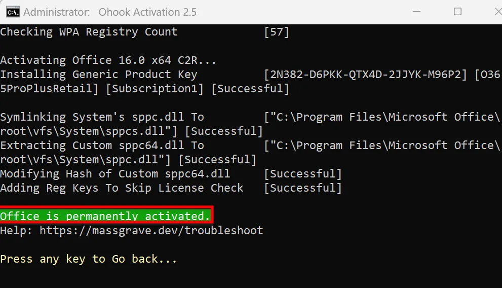 Bạn Nhận được Thông Báo Office Is Permanently Activated Là Khi đó Office đã được Kích Hoạt Bằng CMD Thành Công
