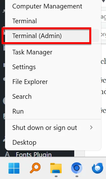 Bạn Nhấn Phải Chuột Vào Windows 11, Chọn Vào Terminal (Admin)