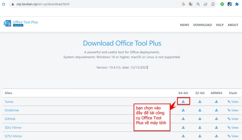 Bạn Nhấn Vào Biểu Tượng Tải Xuống để Tải Office Tool Plus Về Máy Tính Của Mình