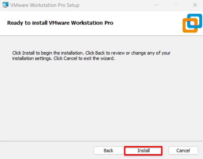 Bảng Ready To Install Vmware Workstation Pro Hiện Lên Bạn Nhấn Install để Bắt đầu Cài đặt
