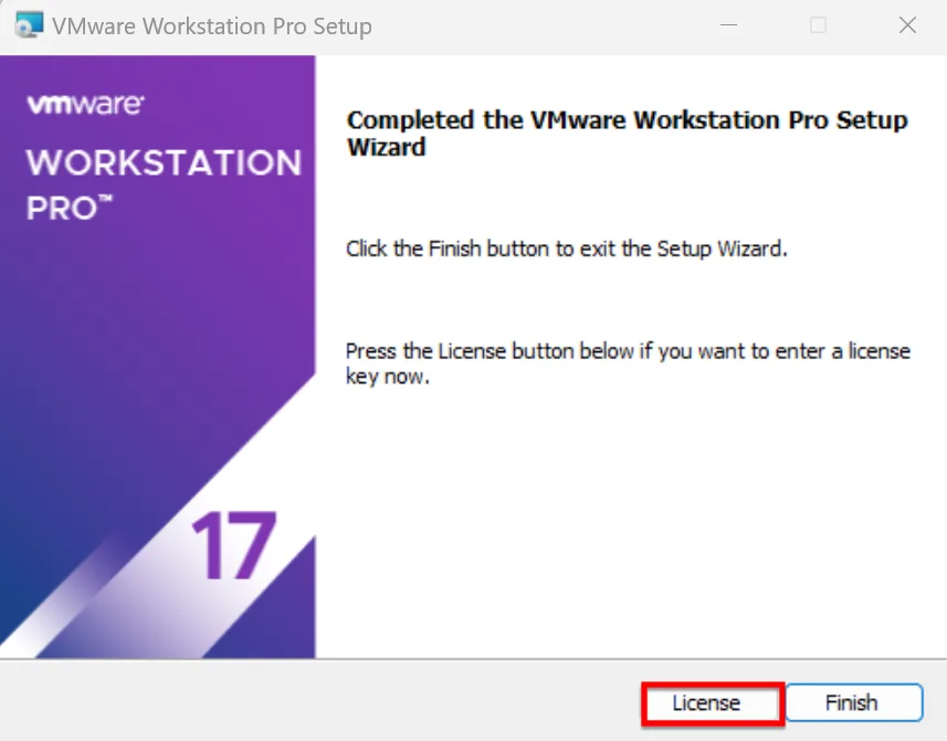 Thông Báo Cài đặt Vmware Workstation 17 Pro Miễn Phí Thành Công